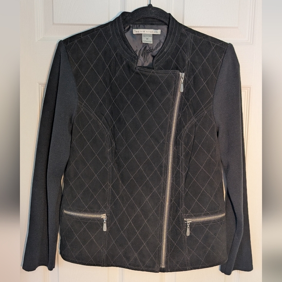 Vintage Peter Nygard Women's Jacket Suede Leather And Knit Zip Up Size M Petites - Picture 3 of 16